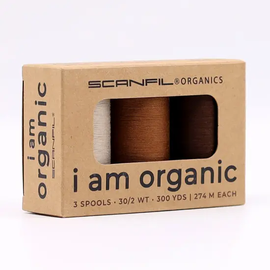 30wt Organic Pima Cotton Thread Trio Set 3ct Earthy Browns 300 Yards Spools {3}