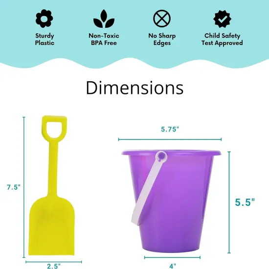 4E's Novelty 12 Pack Beach Buckets with Shovels Bulk &ndash; 7" Sand Buckets & Shovels for Sand & Outdoor Play {4}