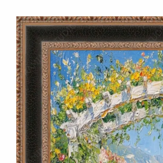 Antique Gold Black Leather Picture Frame 20x20 frame {2}