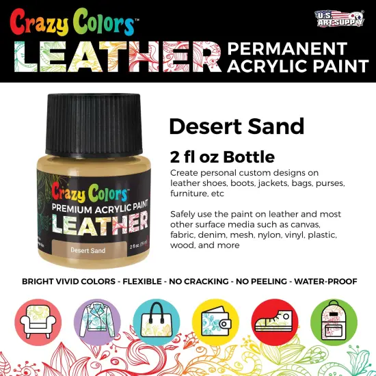 Desert Sand Premium Acrylic Leather and Shoe Paint, 2 oz Bottle - Flexible, Crack, Scratch, Peel Resistant - Artist Create Custom Sneakers, Jackets, Bags, Purses, Furniture Artwork {2}