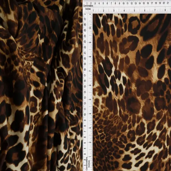 DTY Brushed Animal Print Fabric Soft Stretch Knit, 58/60&rdquo; Wide for Apparel & Crafts BROWN {5}