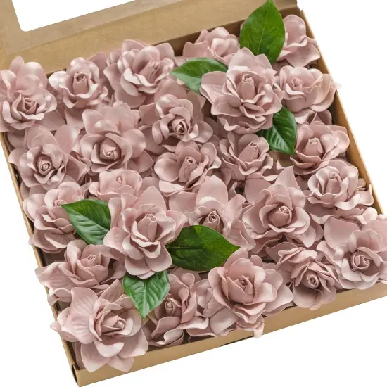25pcs Fake Gardenia Dusty Pink Rose Flowers {1}