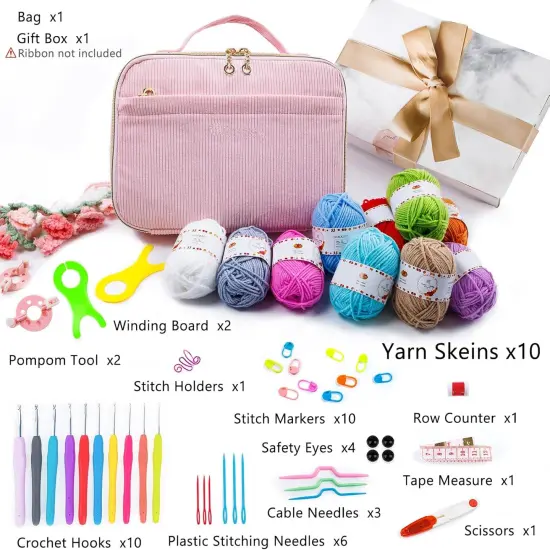 Crochet Kit for Beginners with Yarn Storage Bag {2}