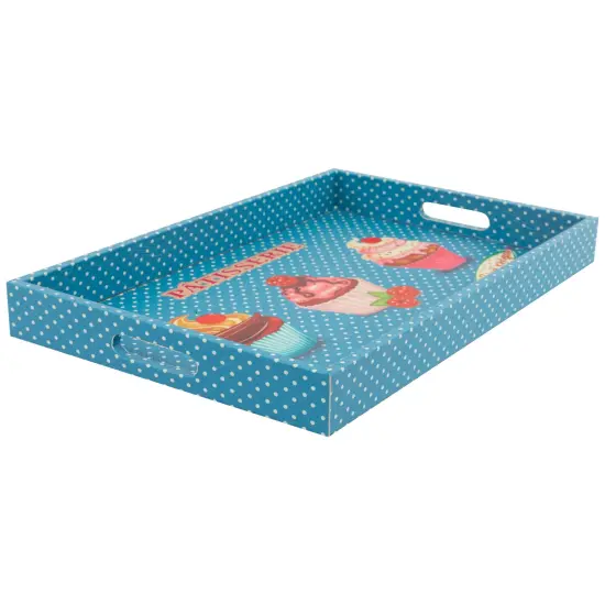 Northlight Set of 3 Pink and Blue "PATISSERIE" Rectangular Serving Trays 19" {6}