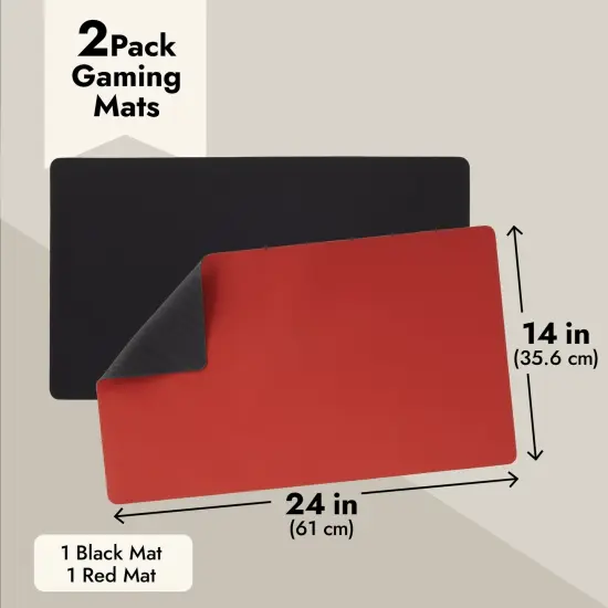 2 Pack Card Game Mat for MTG – Board Game, Magic, and TCG Playmat, Color Black/Red (24x14 in) {4}