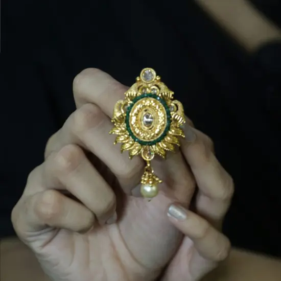 Golden Sari Brooch Indian Saree Lehenga Safety Pin Jewelry Gold Tone Kundan Jewelry Bollywood Safety Pin Indian Wedding Bridal Jewelry Gift for Her Mother’s Day Gift RUBY {4}