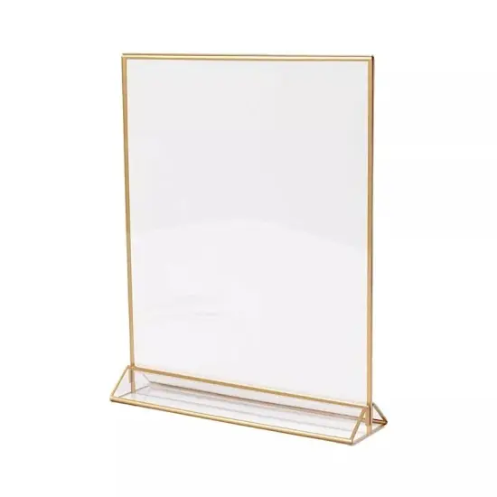 6 Gold and Clear Rectangular Frame Acrylic Freestanding Table Sign Holders Party {1}