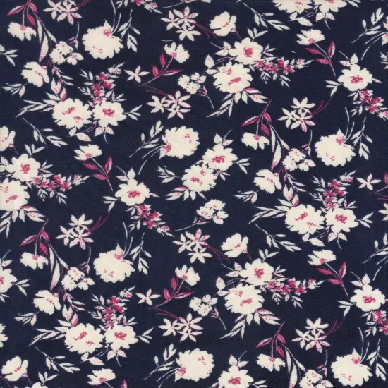 1 Yard Floral Flower CEY Sublimation Fabric Lightweight Polyester 58/59 Inches Wide NAVY {1}