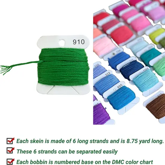 8.75 Yards - Embroidery Floss,52 Rainbow Colors Hand Embroidery (Rainbow) {4}