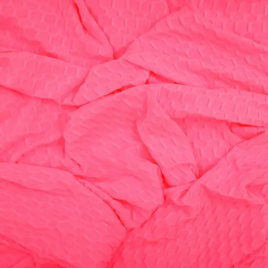 Honeycomb Knit Jacquard Solid Fabric 1 Yard Stretch Soft Durable 58/60" Wide Pink Baby SB21-R {2}