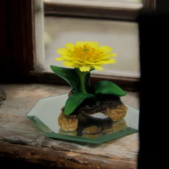 Ceramic Calendula Flower on Glass Base Figurine, Gift for Her, Gift for Mom, Home Decor {1}