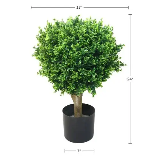 24 inch Realistic Fake Hedyotis Tree Topiary Indoor Outdoor (Set of 2) {3}