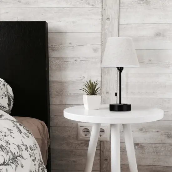 Modern Desk Lamps with Fabric Lampshade Nightstand Lamps {4}