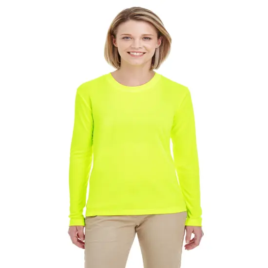 UltraClub&reg; Ladies Cool & Dry Performance Long-Sleeve Top Forest Green {3}