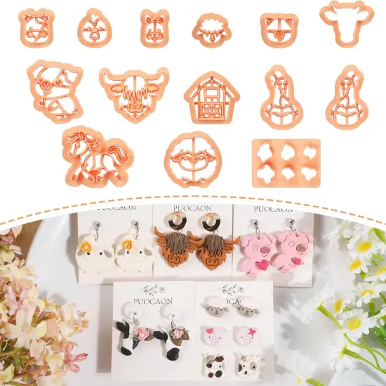 Farm Animal Clay Cutters - 14 Pcs Cute Animal Clay Cutters {1}