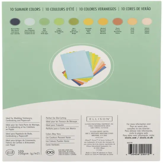 Sizzix Surfacez A4 Cardstock 40/Pkg-Summer Colors {4}
