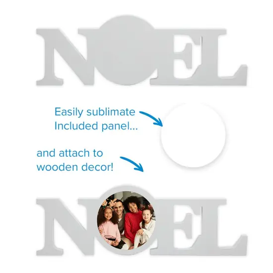 Sublimation Christmas White Coated Wood Word Blocks D&eacute;cor for Holiday&ndash; Sublimation Ready with 3.74&rdquo; Plate- Noel {2}