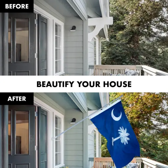 G128 - 6 Feet Tangle Free Spinning Flagpole (Silver) South Carolina Flag Brass Grommets Embroidered 3x5 ft (Flag Included) Aluminum Flag Pole {3}