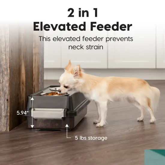 IRIS USA 2-in-1 Elevated Dog Bowls Feeder with Airtight Pet Food Storage Container {3}