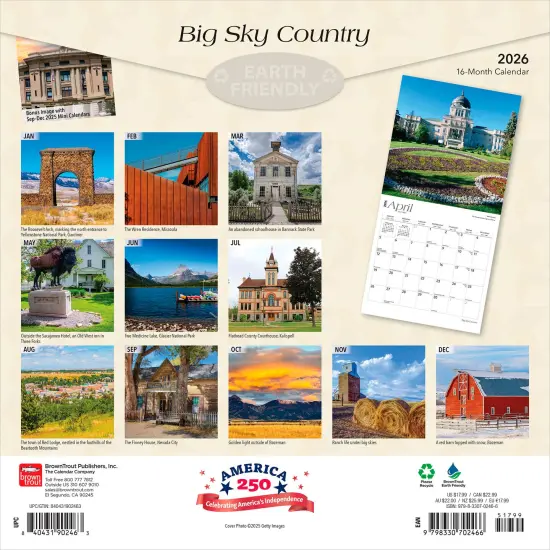 Big Sky Country | Montana Places | 2026 12 x 24 Inch (Hanging) Monthly Square Wall Calendar | Plastic-Free {2}
