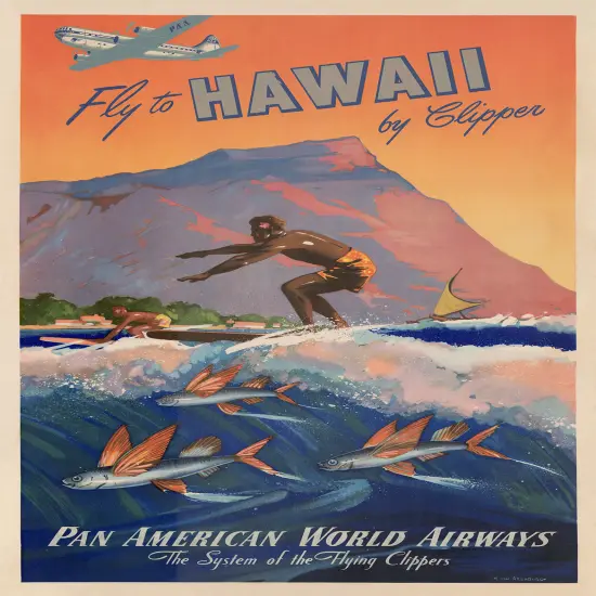 Hawaii Vintage Pan Am Travel Poster Prints {1}