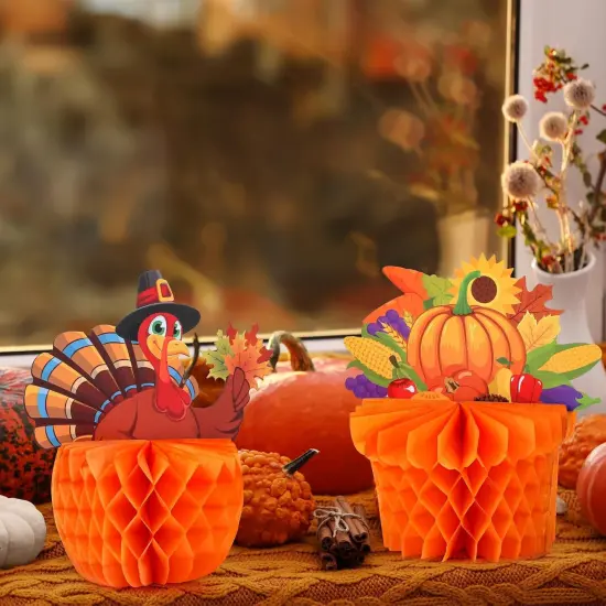 4 Pack Large Thanksgiving Honeycomb Turkey Centerpiece {3}