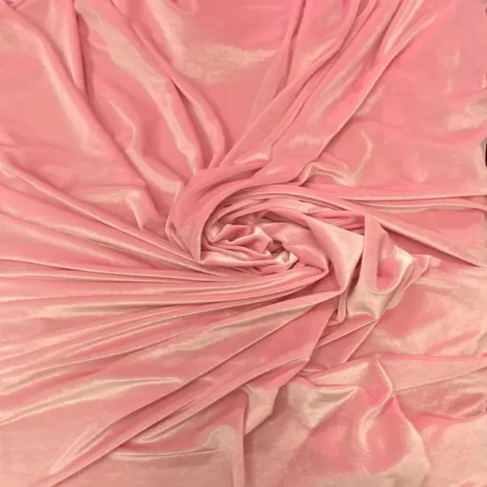 1 Yard Pink Stretch Velvet Fabric with Silky Finish and Weighted Drape for Sewing or Crafts 58/60 Inches Wide {3}