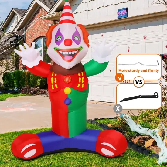 GOOSH 7 FT Halloween Inflatables Laugh Clown Blow Up Yard Decoration with Built-in LEDs {4}