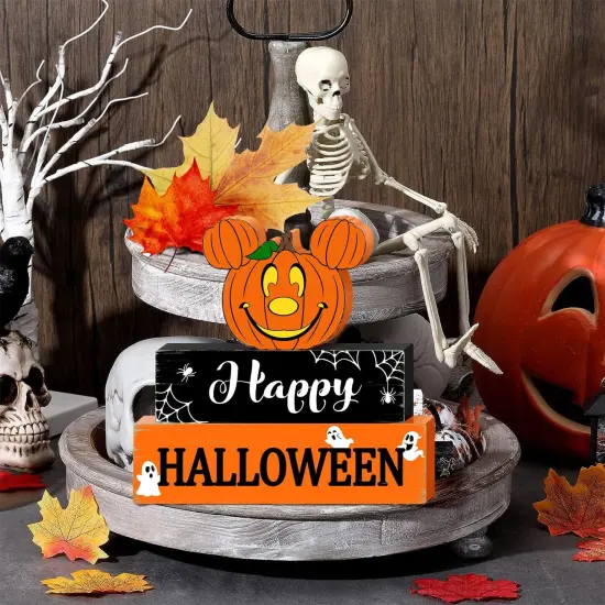 3PCS Happy Halloween Freestanding Rustic Tabletop Decorative, 3-Layered Tiered Tray {3}