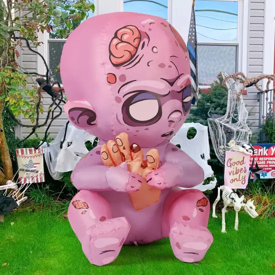 GOOSH 3 FT Halloween Inflatables Zombie Baby Outdoor Decorations Blow Up Yard with Built-in LEDs {4}