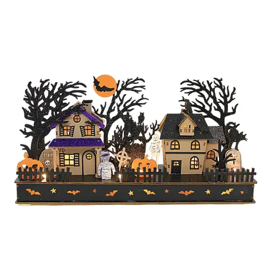 Kurt S. Adler 8.0 Inch Spooky Halloween Village Halloween Building , Lighted Halloween Decor Sound Lighted Black {1}