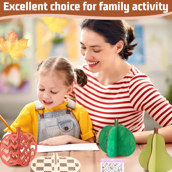 12Set 3D Pumpkin Wood Crafts to Paint, Thanksgiving Pumpkin Wood DIY {5}