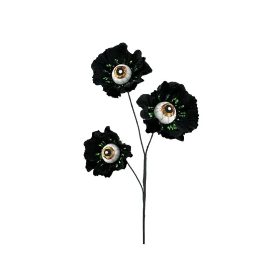 24" Eyeball Flower Spray &ndash; Halloween Floral Stem in Black or Purple, Spooky Decor for Wreaths, Arrangements, and Centerpieces {2}