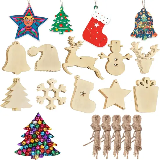 50pcs Christmas Wooden Ornaments for Crafts {1}