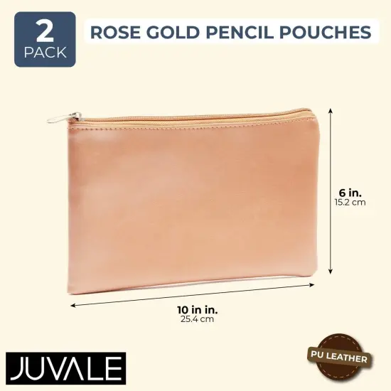 Rose Gold Pouch for Pens, Makeup, Accessories (2 Pack) Pink {2}