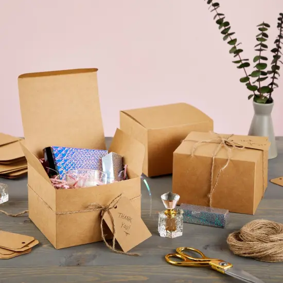 Brown Gift Boxes with Lids, Bulk for Wedding Favors, Birthday Party (6x6 In, 25 Pack) {2}