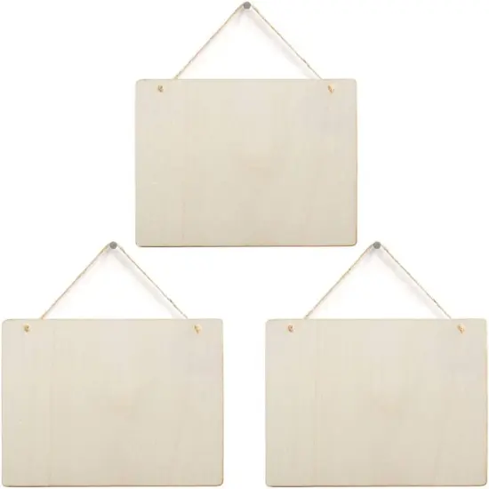 6 Pack Blank Wooden Plaque Rectangle Unfinished Wood {2}