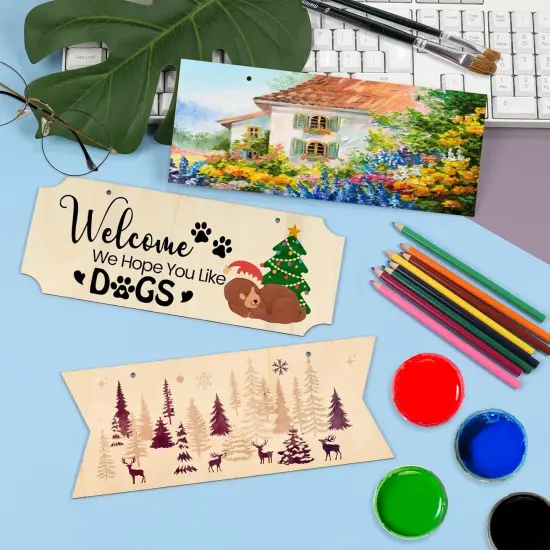 15 Pieces Unfinished Hanging Wood Sign {3}