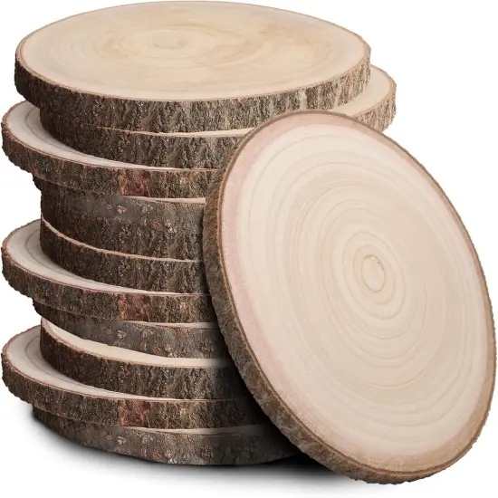 12Pcs 8-9 Inch Unfinished Wood Slices, Wood Rounds Cookies {1}