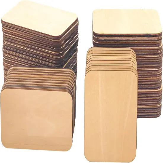 60 Pieces Unfinished Basswood Rectangles 2.5x3.5 in 3/16 Thick Plywood Tiles {2}