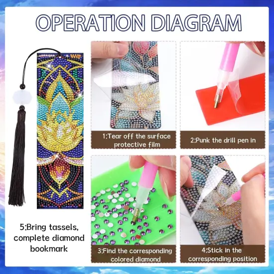 8 Pcs Diamond Art Painting Bookmarks Kit {5}