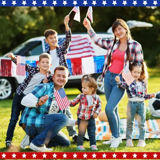 10 Pcs Foil Patriotic Fringe for Fourth of July Decor 100 ft x 15 Inch Metallic Foil Fringe Curtains Party Backdrop Red Blue and White Parade Float Fringe for Independence Day Decorations {5}