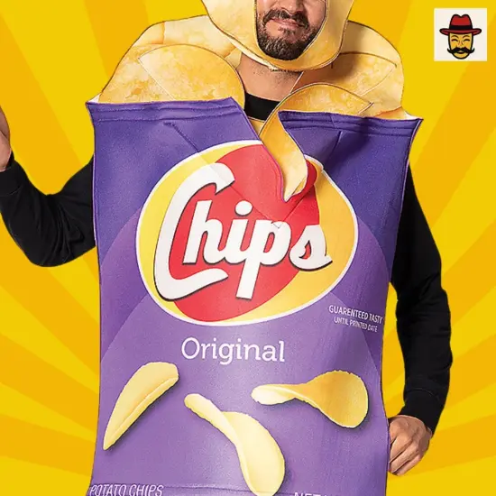 Potato Chips Bag Costume Funny Tunic with Chip Hat Great for Halloween {4}