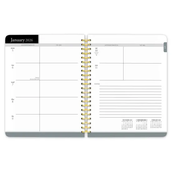 Black Solid | 2026 6x7.75 Inch Weekly Desk Planner | Foil Stamped Cover {3}