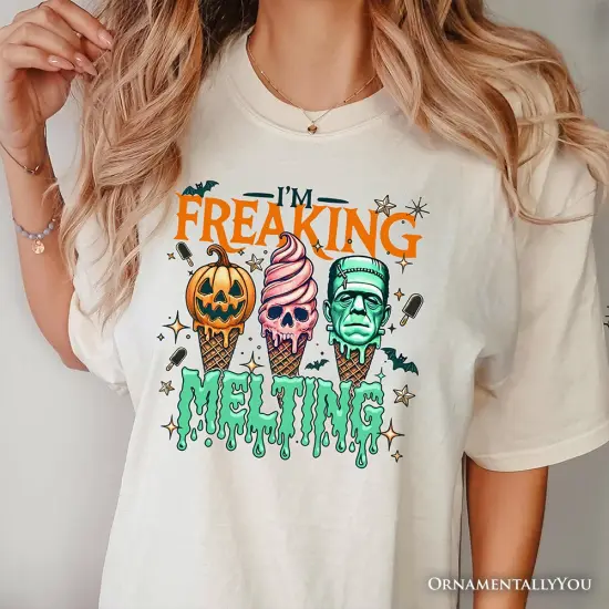 I&rsquo;m Melting Frankenstein T-Shirt, Funny Ice Cream Halloween Tee for Summer Spooky Season {5}