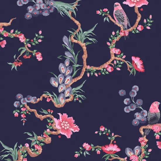 Cath Kidston Birds & Berries Navy Wallpaper {2}