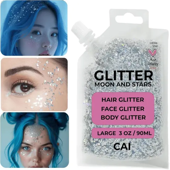 Hair Glitter Gel &ndash; Body Glitter for Kids and Women - Silver {1}
