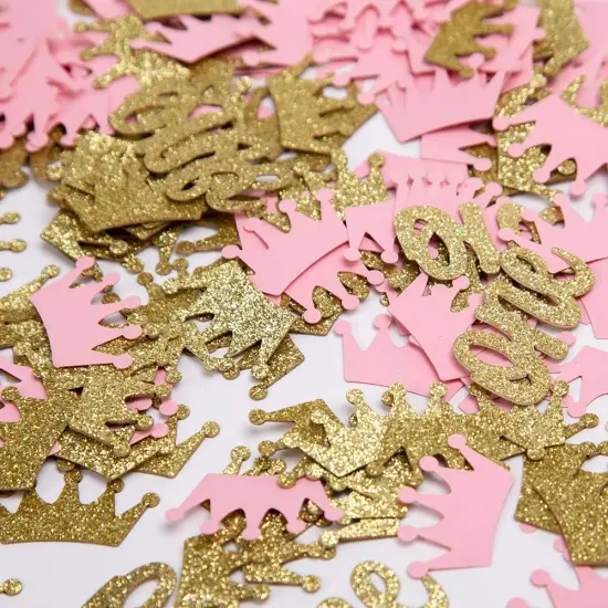 Glitter Crown Confetti Pink and Gold One Table Scatter {5}