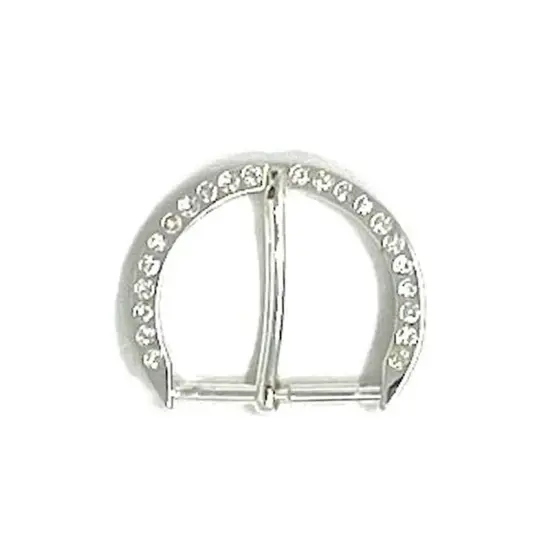 Belt Buckle Metal Prong 1 Inche Sterling Silver Plated Rhine Stone {5}