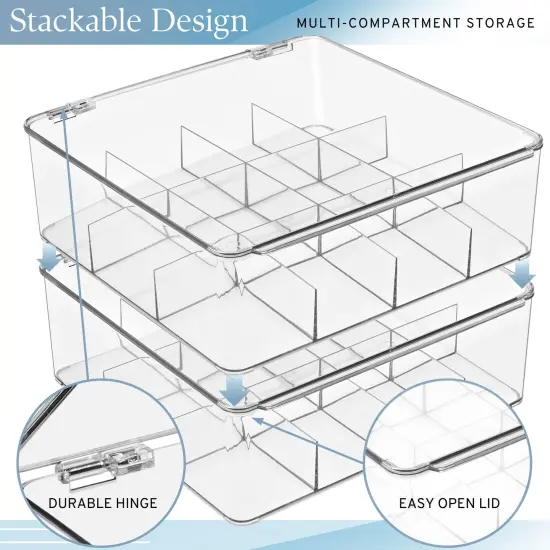 Sorbus Tea Bag Organizer, Stackable Tea Bag Storage Organizer with 12 Compartments and Hinged Lid, Plastic Tea Bag Holder for Kitchen Organizers {6}